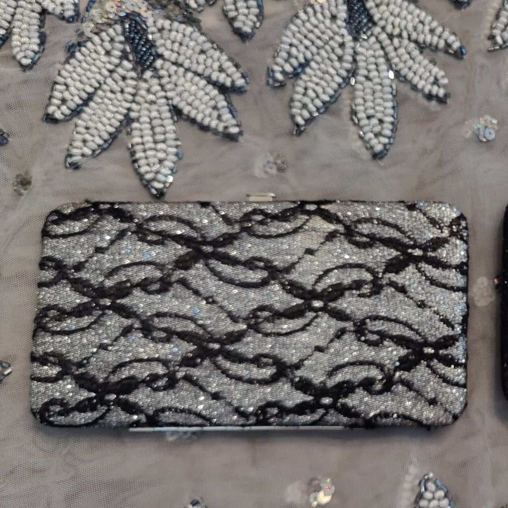 Glitter and Lace Thin Evening Clutch